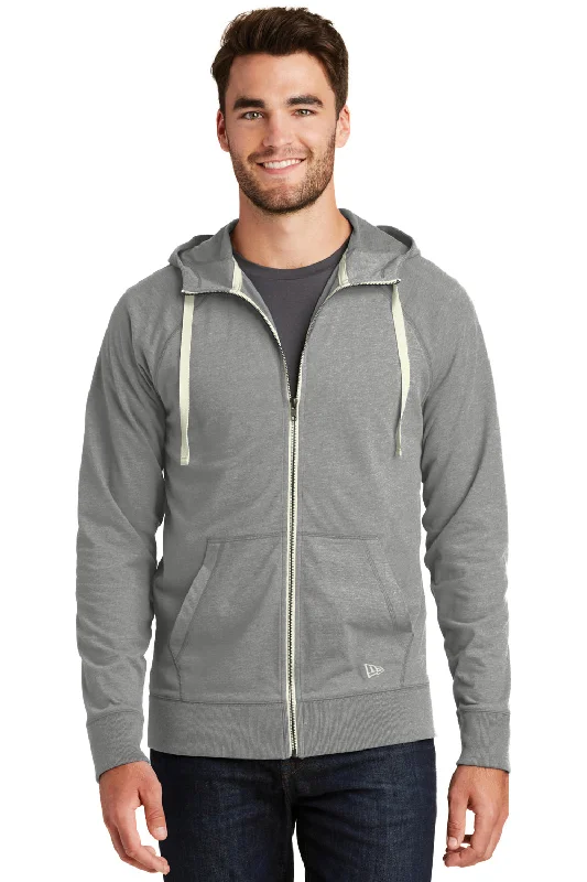 New Era Mens Sueded Full Zip Hooded Sweatshirt Hoodie w/ Pockets - Heather Shadow Grey