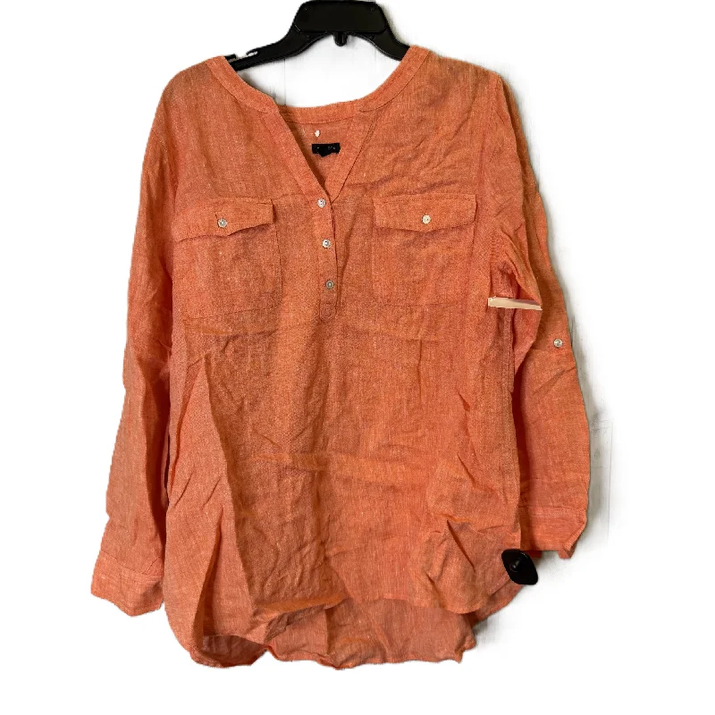 Top Long Sleeve By Talbots In Orange, Size: Xl