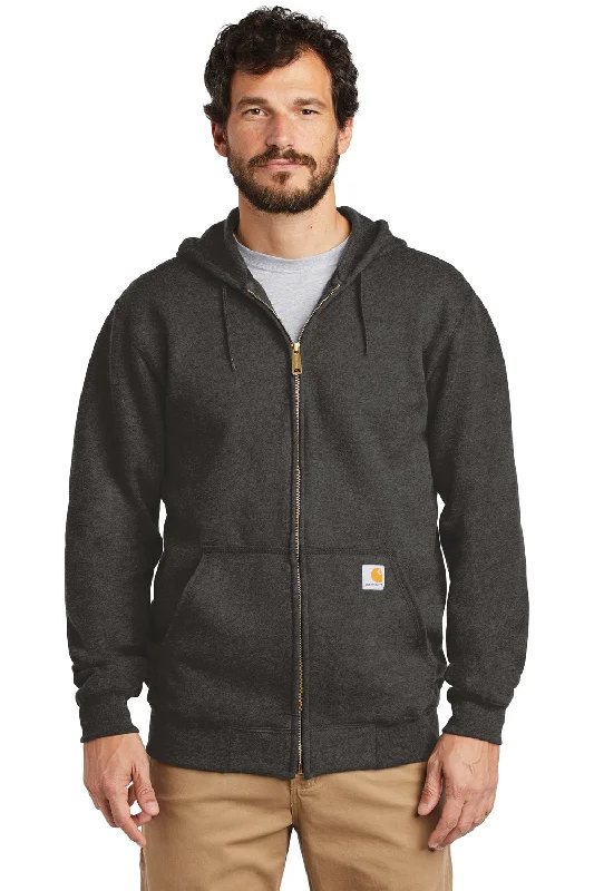 Carhartt Mens Full Zip Hooded Sweatshirt Hoodie w/ Pockets - Heather Carbon Grey