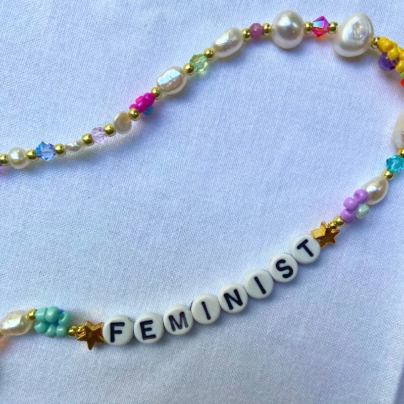 Pearl Feminist Beaded Necklace