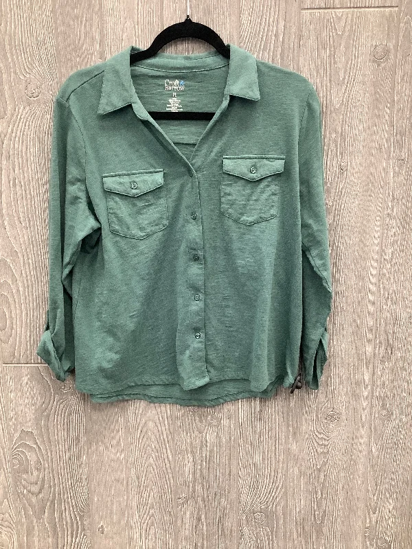 Top Long Sleeve By Croft And Barrow In Green, Size: Lp