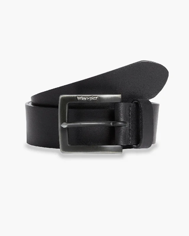 Wrangler Kabel Buckle Leather Belt - Black