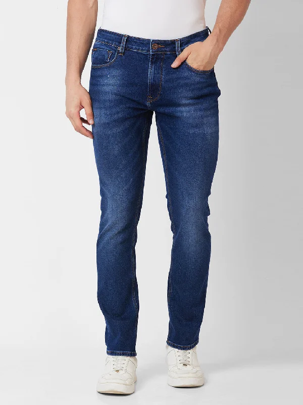 Spykar Mid Rise Comfort Fit Blue Jeans For Men