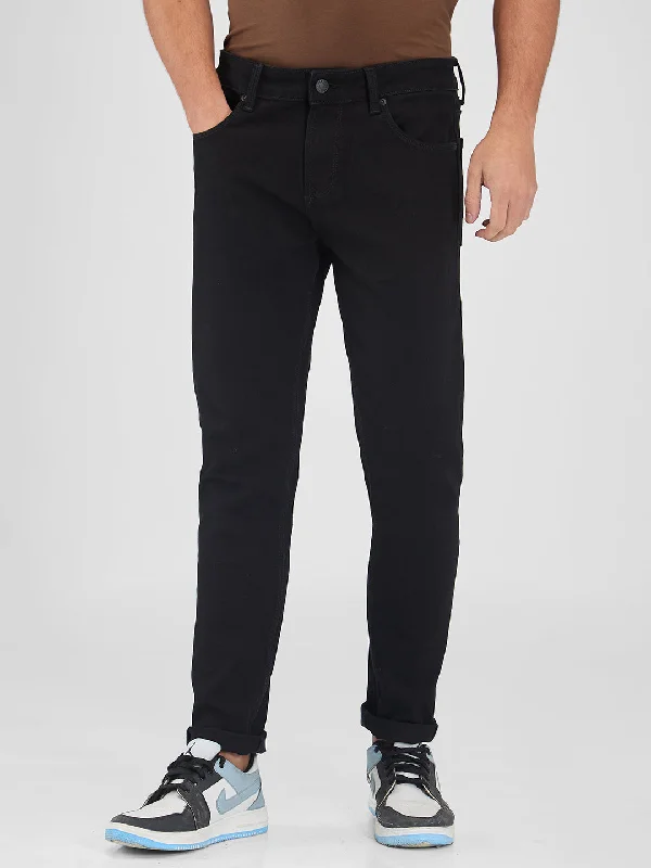 Spykar Black Slim Fit Low Rise Jeans For Men