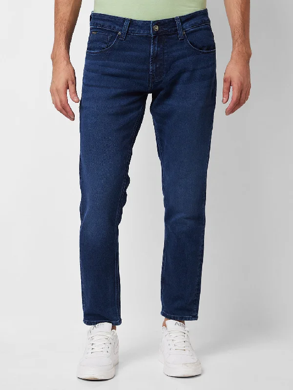 Spykar Mid Rise Slim Fit Blue Jeans For Men