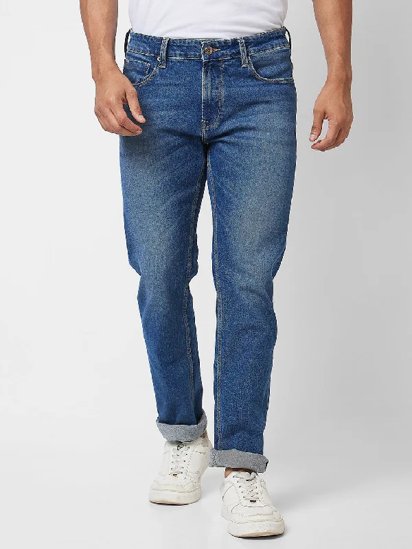 Spykar Mid Rise Comfort Fit Blue Jeans For Men