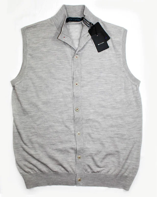 Kiton Sleeveless Cardigan Gray Button Front Wool 50 / M SALE