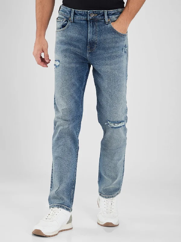 Spykar Blue Comfort Fit Mid Rise Jeans For Men