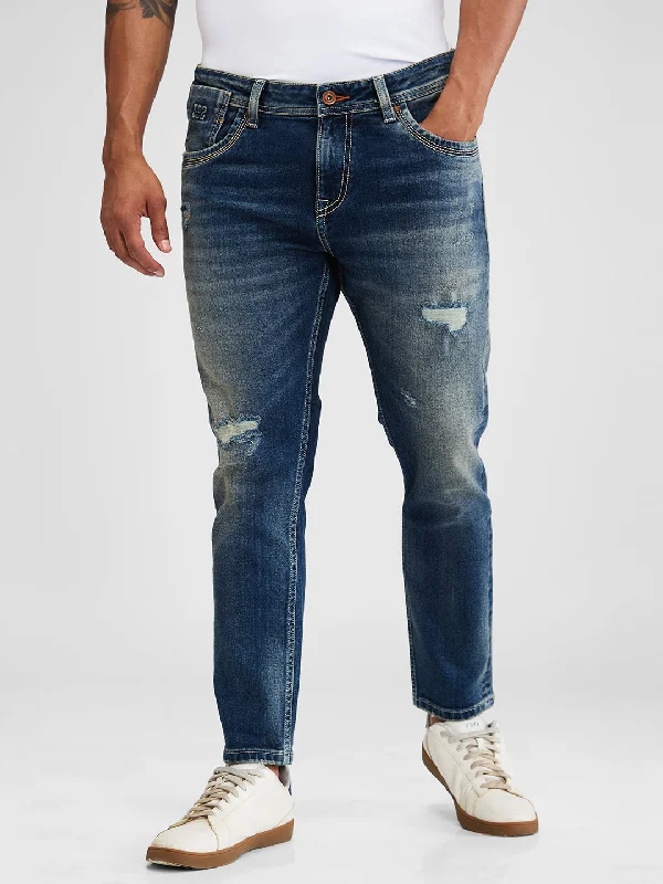 Spykar Blue Slim Fit Mid Rise Jeans For Men