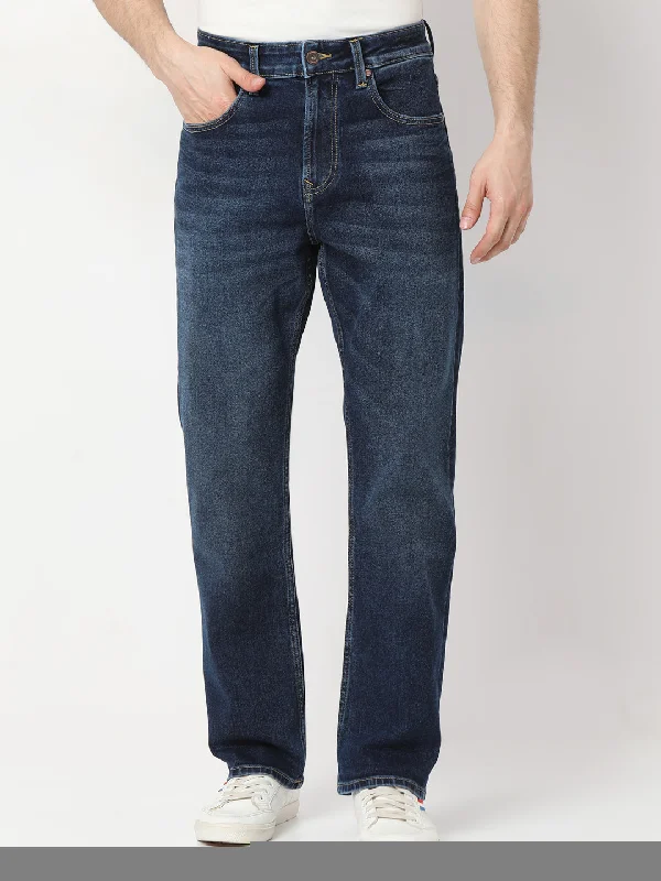 Spykar Dark Blue straight fit Jeans For Men