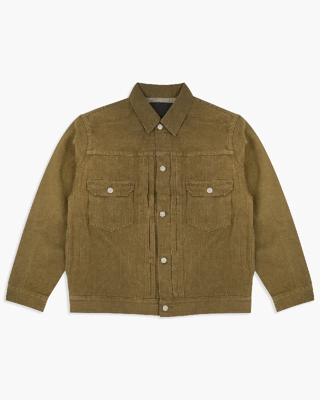 Momotaro Jeans MXGJ1003 10.5oz Green Selvedge Denim Jacket - Olive