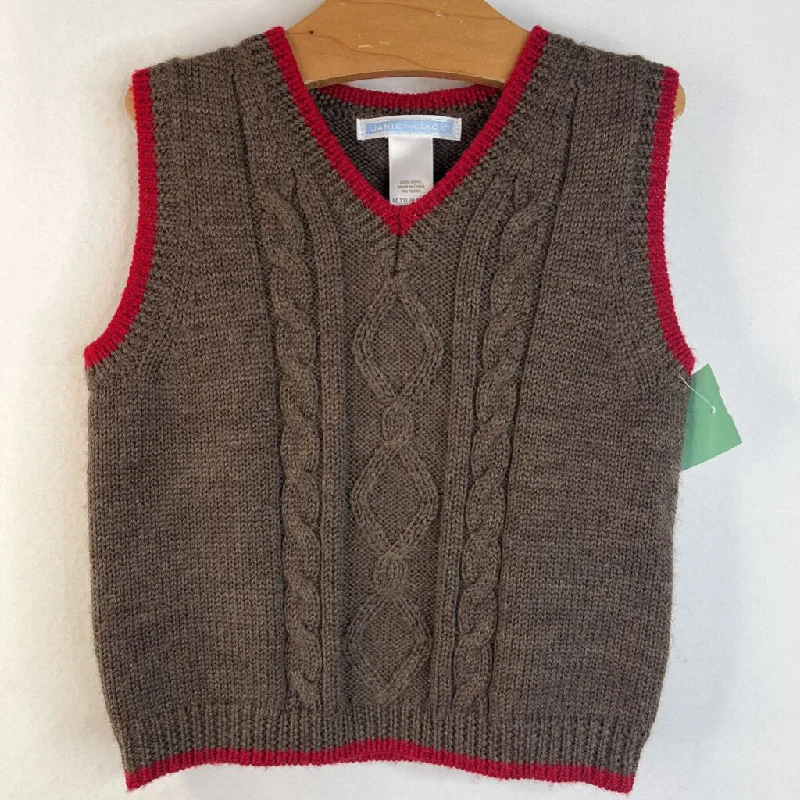 Size 12-18m: Janie & Jack Brown Red Knit 100% Wool Sweater Vest