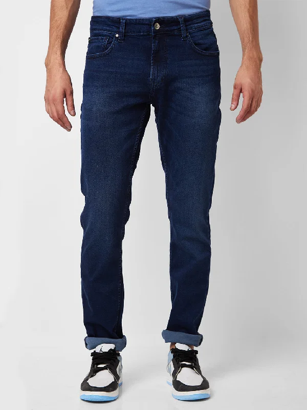 Spykar Mid Rise Regular Fit Blue Jeans For Men