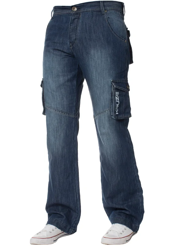 Kruze | Mens Cargo Combat Denim Jeans