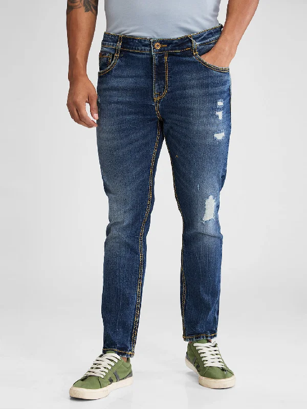 Spykar Blue Slim Fit Mid Rise Jeans For Men