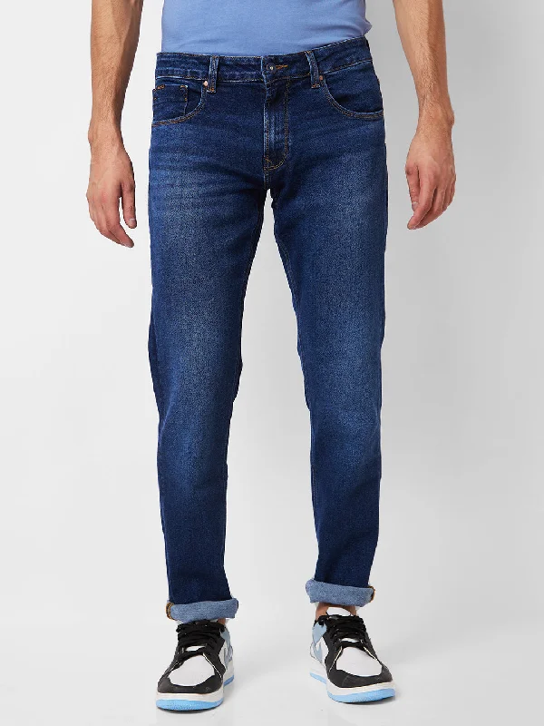 Spykar Mid Rise Comfort Fit Blue Jeans For Men