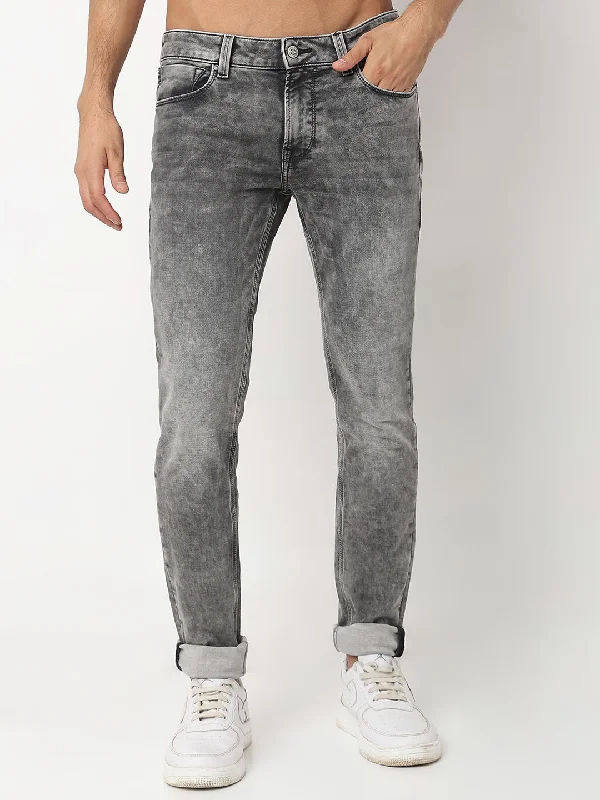 Spykar Low Rise Slim Fit Grey Jeans for Men