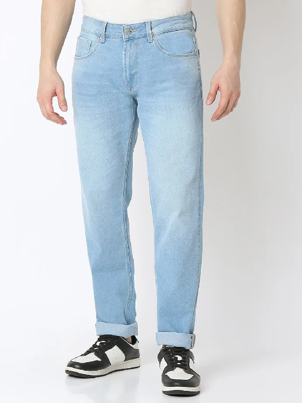 Spykar Light Blue Mid Rise Comfort Fit Jeans For Men