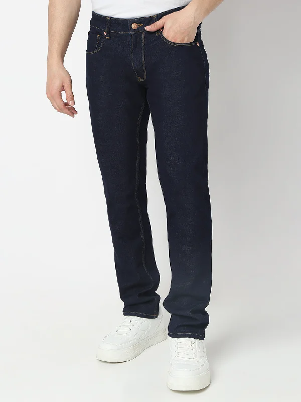 Spykar Raw Blue Regular Fit Mid Rise Jeans For Men