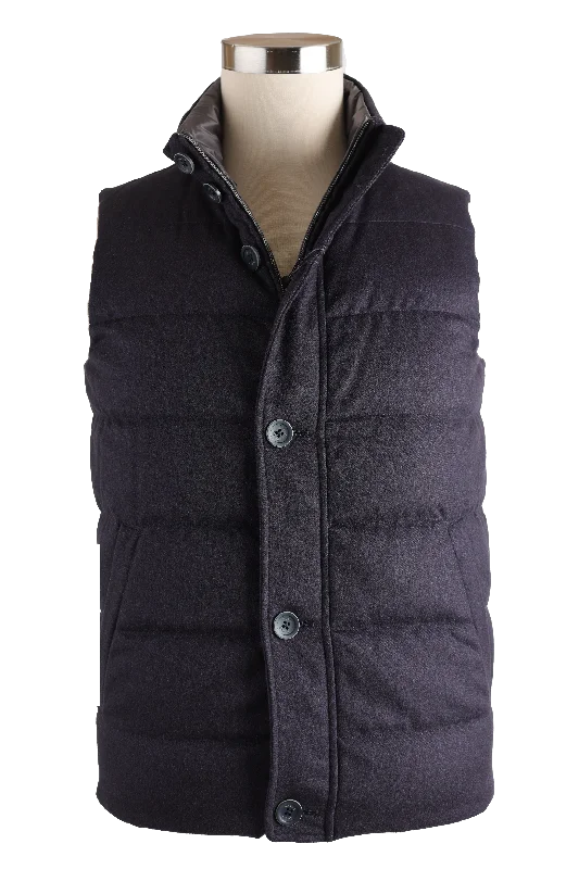 Silk-Cashmere Reversible Water Repellent Down Vest