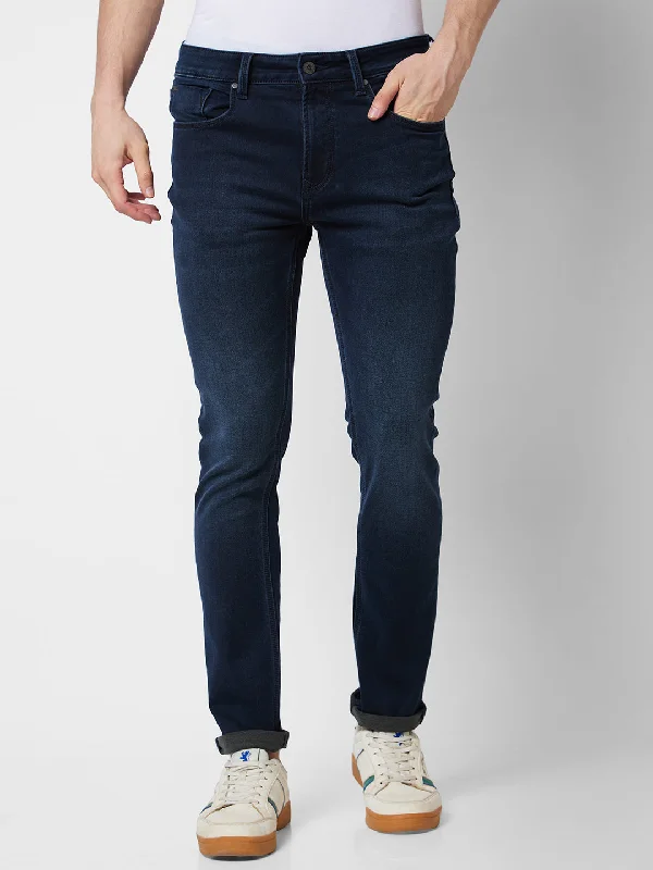 Spykar Mid Rise Regular Fit Blue Jeans For Men