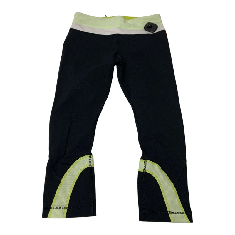 Athletic Leggings Capris By Lululemon In Black & Green, Size: S