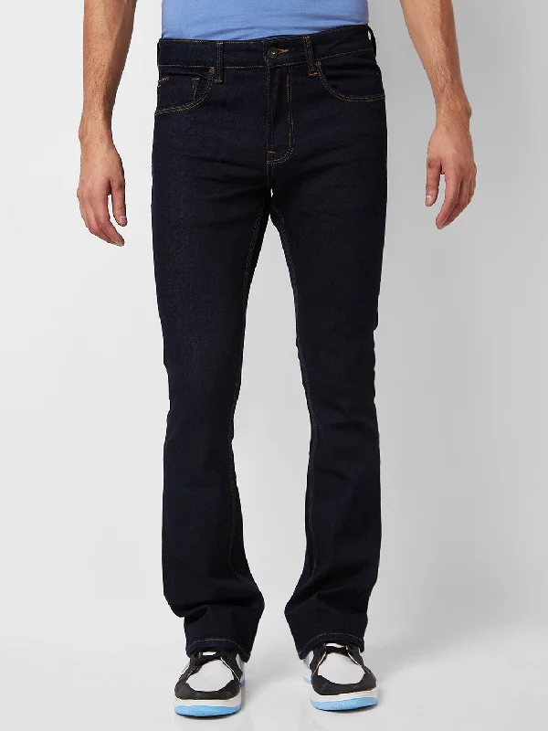 Spykar Mid Rise Bootcut Fit Blue Jeans For Men