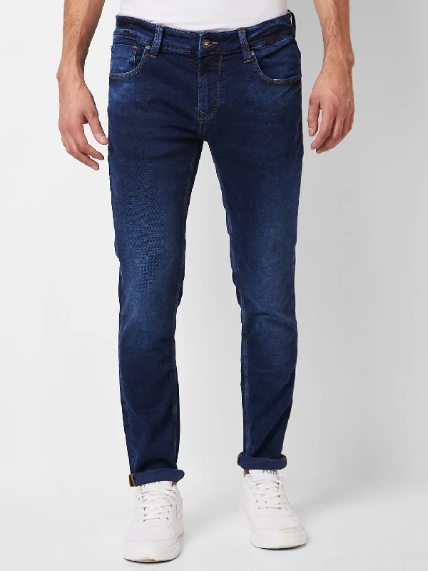 Spykar Low Rise Super Slim Fit Blue Jeans For Men