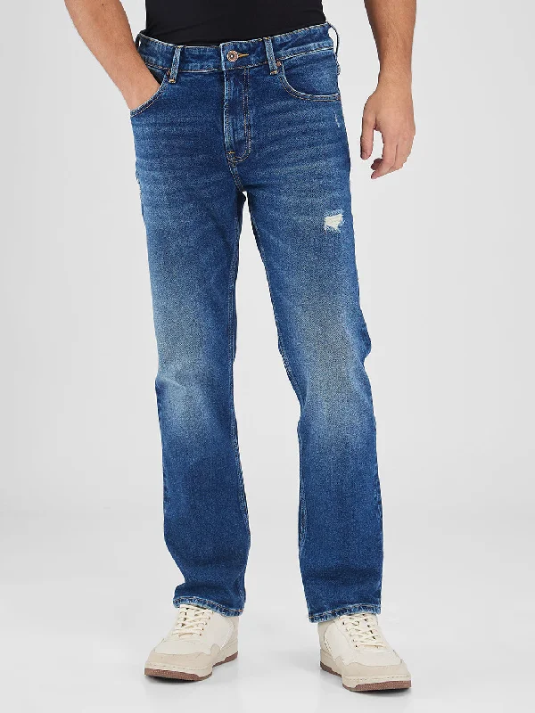 Spykar Blue Comfort Fit Mid Rise Jeans For Men