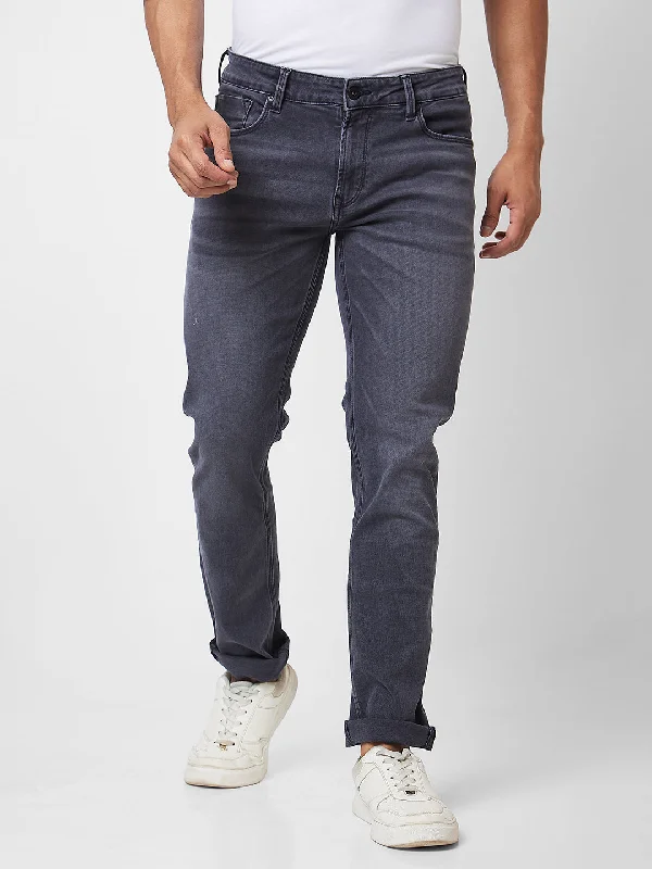 Spykar Mid Rise Comfort Fit Grey Jeans For Men