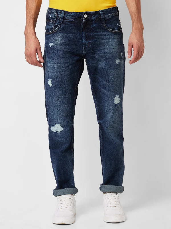 Spykar Mid Rise Comfort Fit Blue Jeans For Men