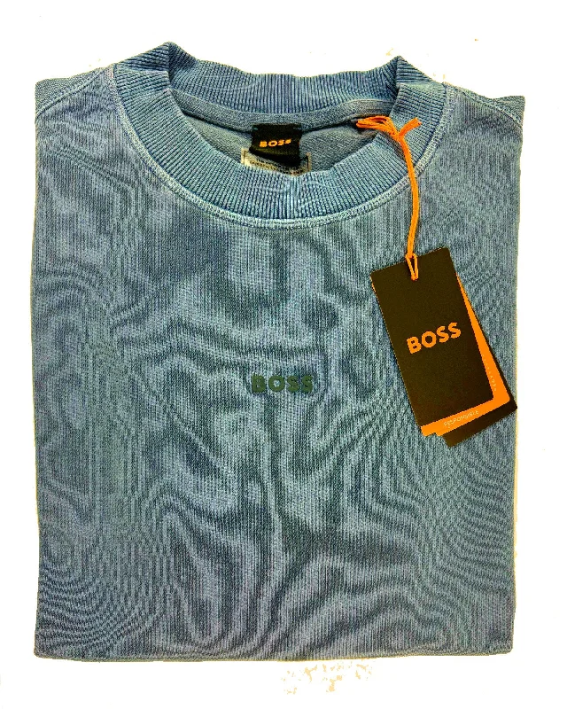 Hugo Boss Sweater Dark Blue Cotton Stretch Logo EU 48 / S BLACK FRIDAY SALE