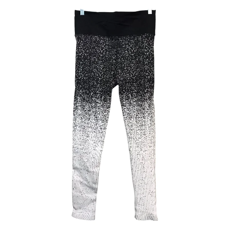 Athletic Leggings By Athleta In Black & White, Size:L