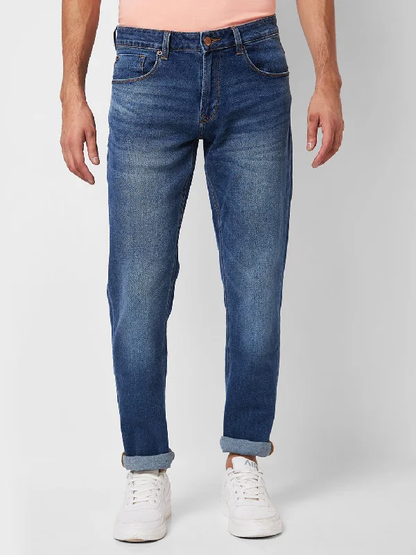 Spykar Mid Rise Regular Fit Blue Jeans For Men