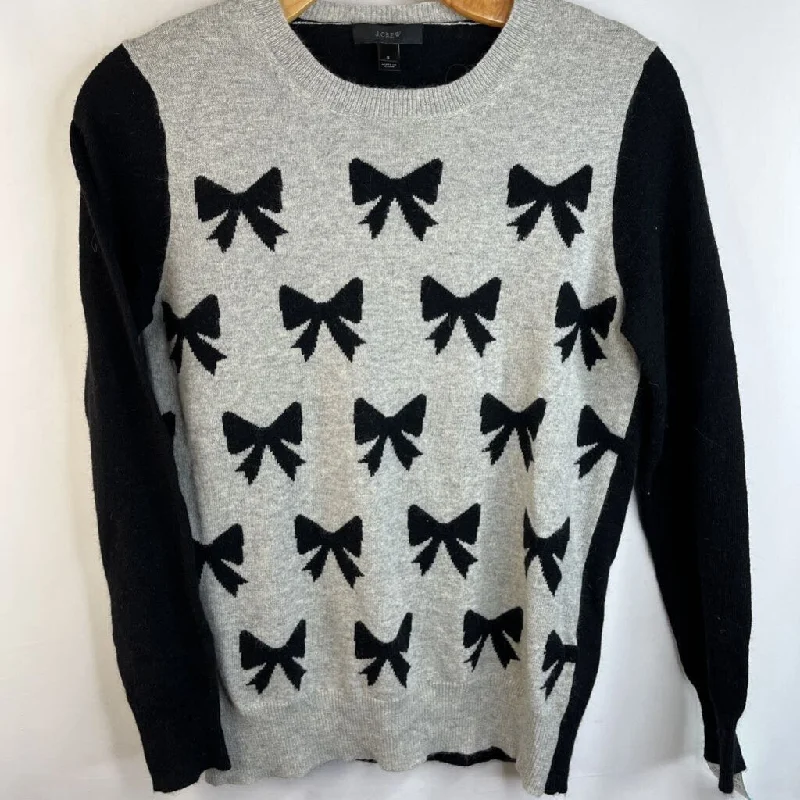 Size 8: J Crew Black/Grey Bows Knitted Sweater