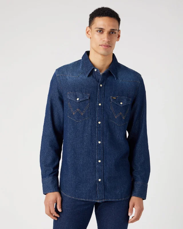 Wrangler Icons 27MW Western Denim Shirt - Darkstone