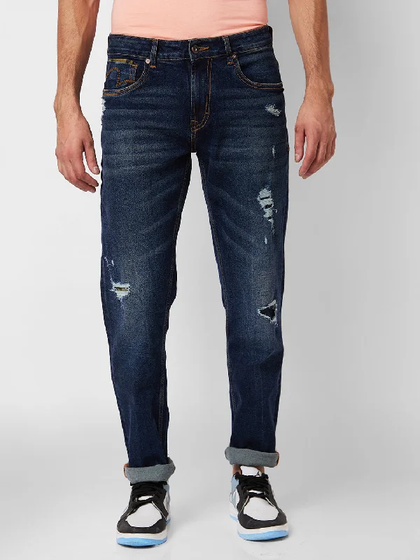 Spykar Mid Rise Comfort Fit Blue Jeans For Men