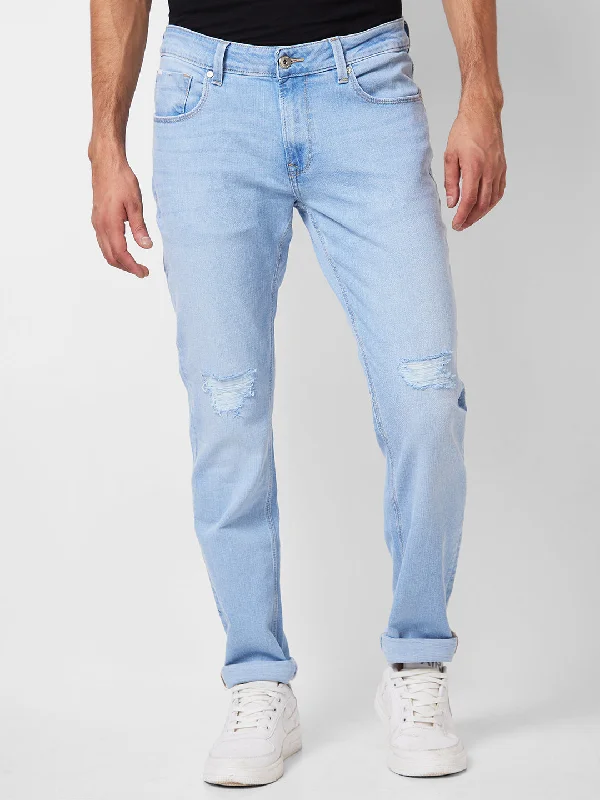 Spykar Mid Rise Regular Fit Blue Jeans For Men