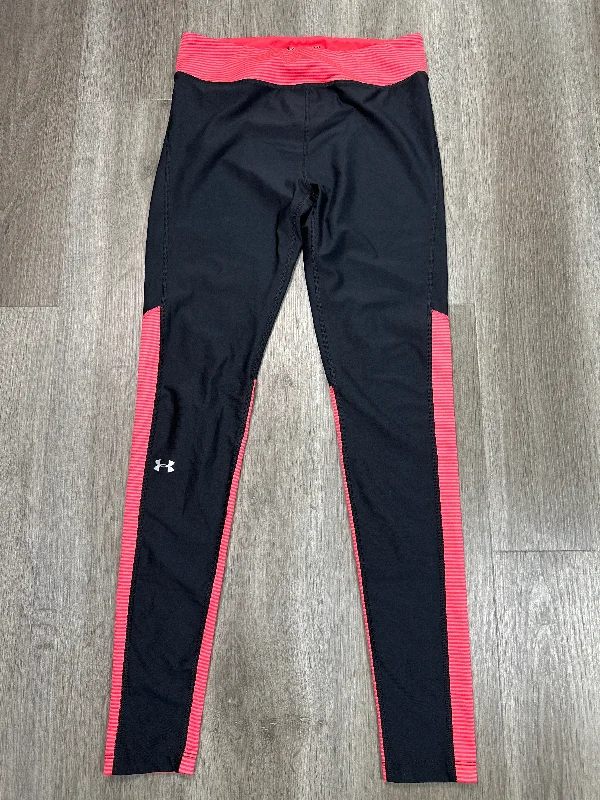 Athletic Leggings By Under Armour In Black & Orange, Size: M