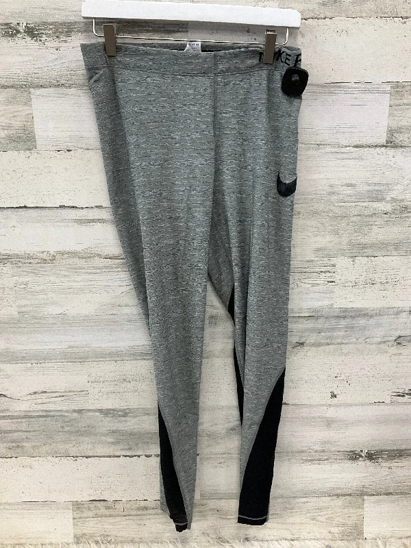 Athletic Leggings By Nike Apparel In Grey, Size: L