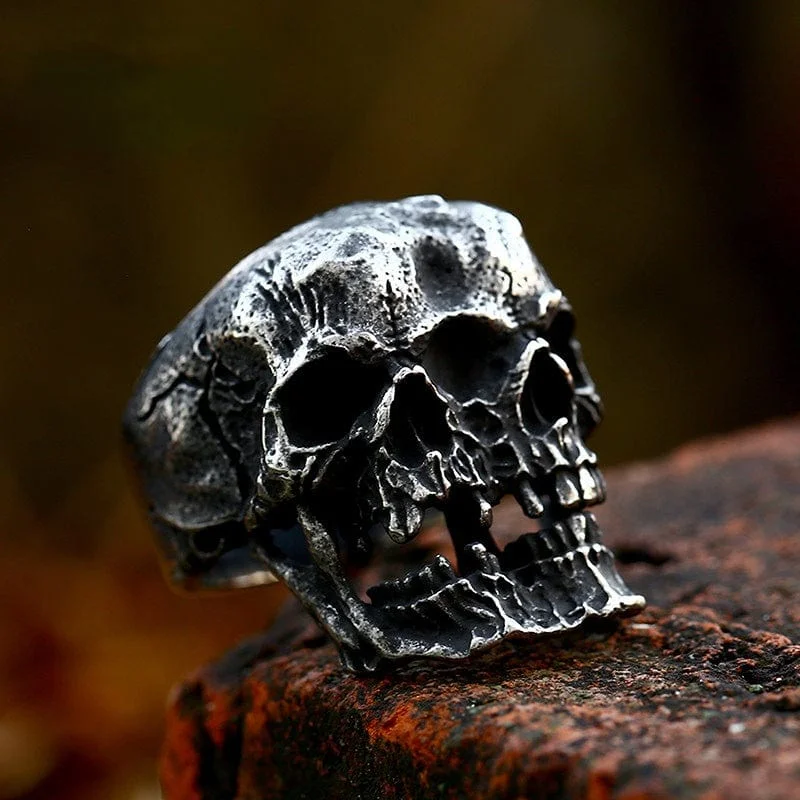 Men's Punk Double Skull Ring