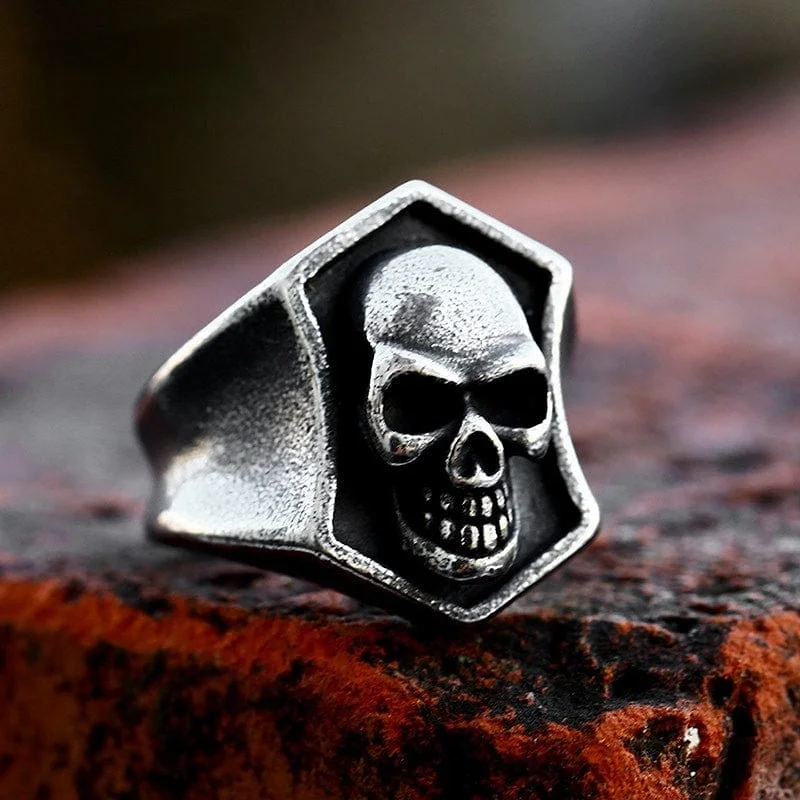 Men's Punk Skull Distressed Ring