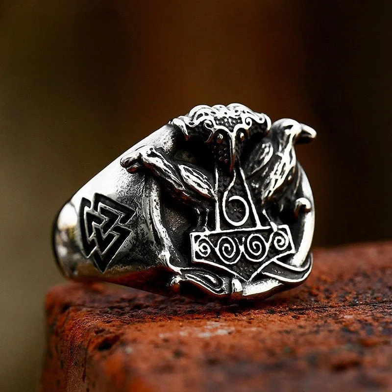 Men's Punk Viking Crow Ring