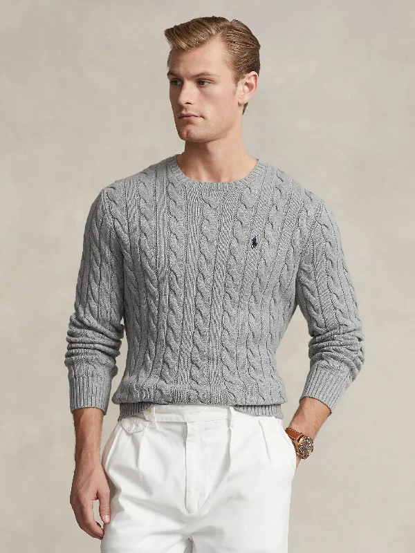 Maglia in Cotone a Trecce Grigio